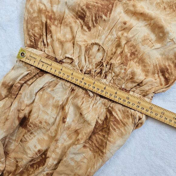 JAPNA Lightweight Brown Tie Dye Jogger Jumpsuit Size Small Sleeveless Summer - Picture 11 of 13
